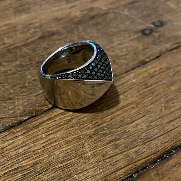 Sterling Silver Black Diamond Pyramid Ring - Picture 3 of 8